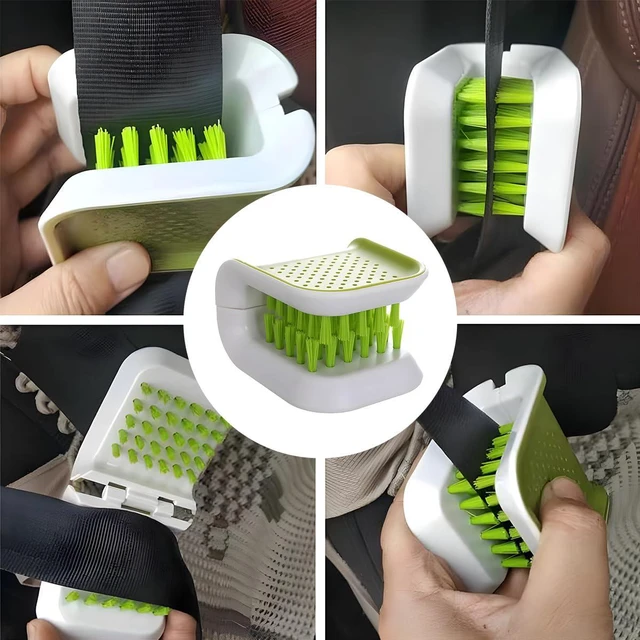 Alt view image 5 of 6 - Double Sided U-Shaped Car Seat Belt Cleaning Brush, Multifunctional Foldable Closed Structure Bristle Scrubber Washing Tool