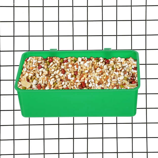 Alt view image 6 of 7 - 2 Pack Hanging Plastic Food Water Bowls, Bird Cage Feeder Accessories for Parakeet, Parrot, Finches, Lovebirds, Coop (Green)