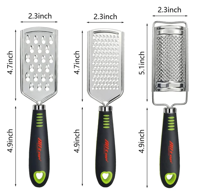 Alt view image 2 of 6 - ALLTOP Food Graters Hand-held Stainless Steel Zester for Cheese, Nutmeg, Potato, Ginger, Garlic, Citrus, Multi-purpose Kitchen Gadgets, Set of 3
