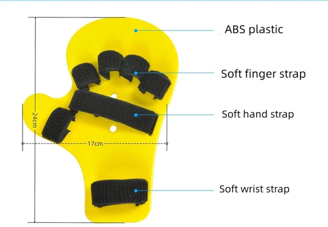 Alt view image 4 of 4 - Extended Type Finger Orthotics Stroke Hand Splint Training Support for Hemiplegia Apoplexy Rehabilitation, Right Left, Men Women, Yellow