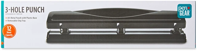 Main image of Pen+Gear 3-Hole Punch, 12 Sheet Capacity, Black