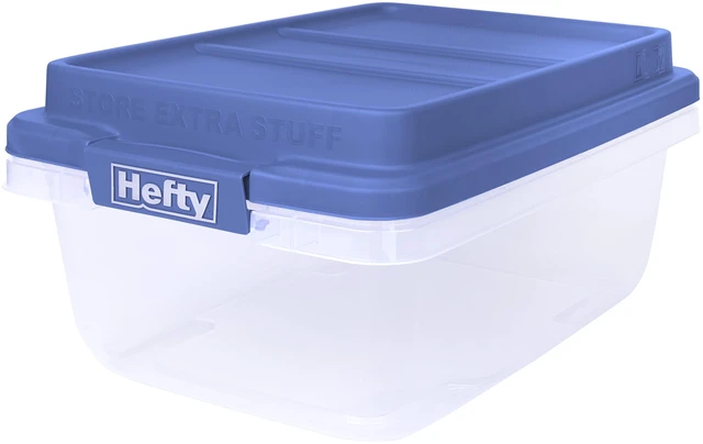 Alt view image 3 of 6 - Hefty HI-RISE 18 Quart Small Latching Storage Bin, Clear Plastic with Latch Lid, Blue