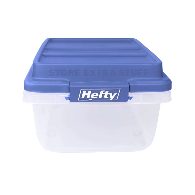 Alt view image 5 of 6 - Hefty HI-RISE 18 Quart Small Latching Storage Bin, Clear Plastic with Latch Lid, Blue