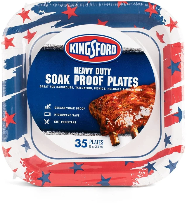 Main image of Kingsford 10" Heavy Duty Soak Proof Americana Square Paper Plates 35CT