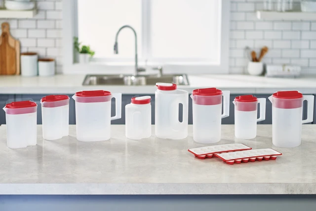 Alt view image 4 of 7 - Rubbermaid Simply Pour Clear/Red Plastic Pitcher 1gal