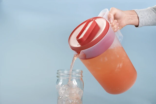 Alt view image 5 of 7 - Rubbermaid Simply Pour Clear/Red Plastic Pitcher 1gal