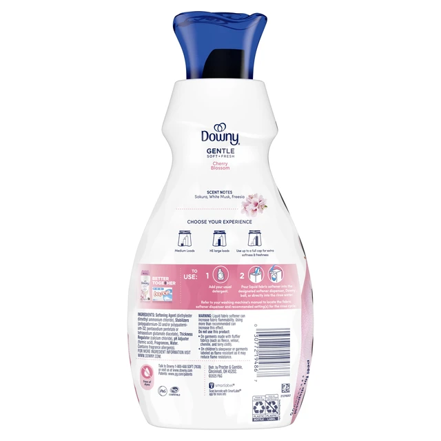 Alt view image 4 of 6 - Downy Gentle Soft and Fresh Liquid Fabric Softener, 26fl oz, 39 Loads, Cherry Blossom Scent