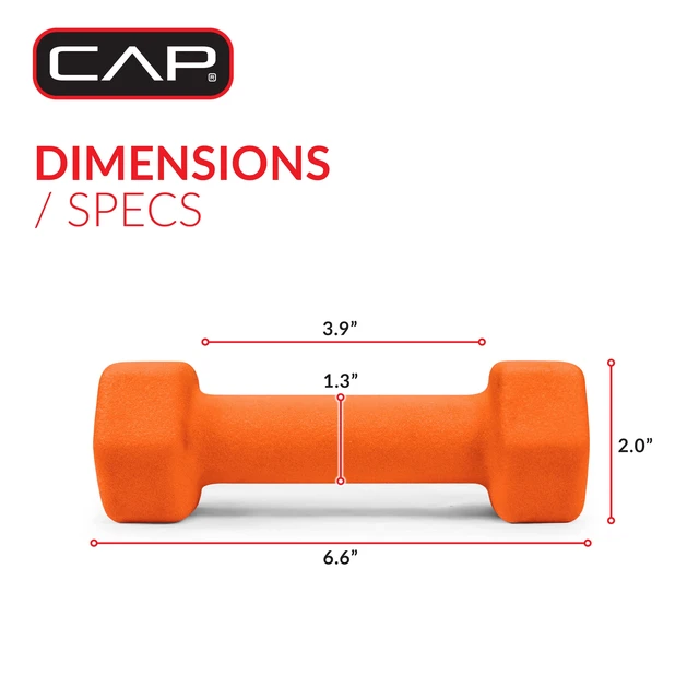 Alt view image 2 of 6 - CAP 3lb Neoprene Dumbbell, Orange, Single