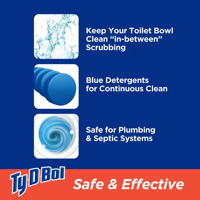 Alt view image 3 of 5 - Ty-D-Bol Toilet Bowl Cleaner Tablets, Unscented, 5 Blue