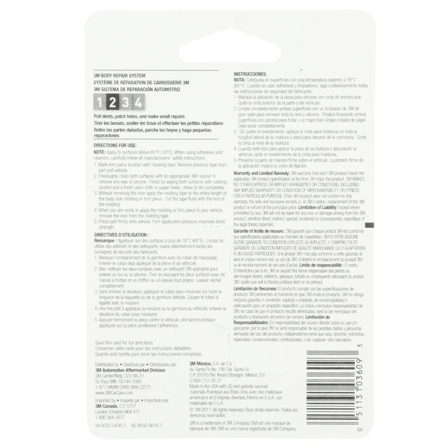 Alt view image 3 of 6 - 3M Automotive Super Strength Molding Tape, Double-Sided Adhesive, 1/2" x 5 ft, 1 Roll