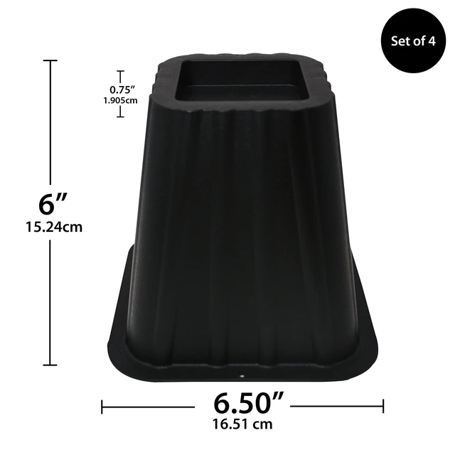 Alt view image 2 of 6 - Mainstays Black Plastic Bed Risers for Storage, 4 Pack, 6.5 x 6.5 x 6 Inches