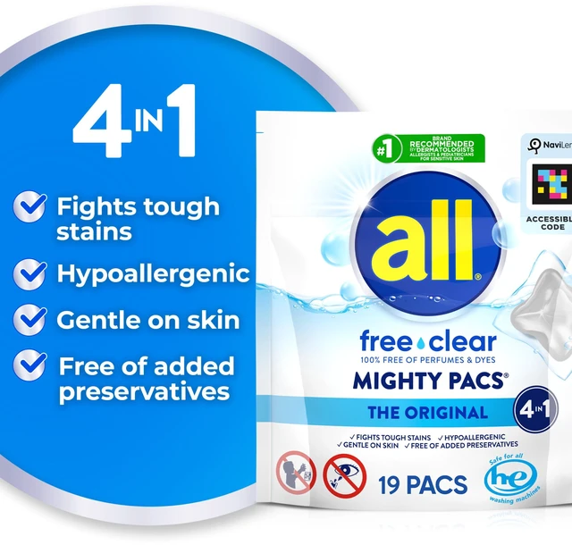 Alt view image 4 of 5 - All Mighty Pacs Free Clear Unit Dose Laundry Detergent, 19 Count