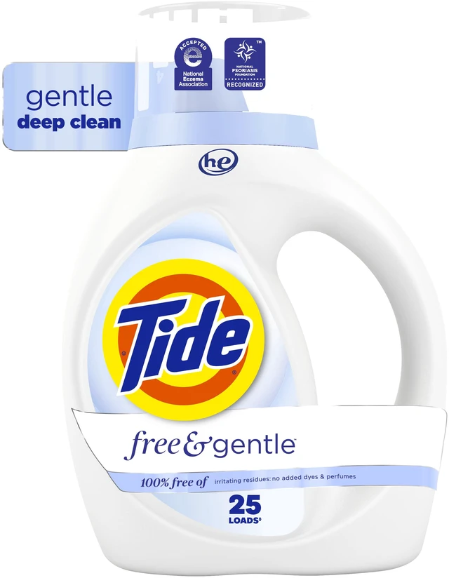 Main image of Tide Free & Gentle Laundry Detergent Liquid, Hypoallergenic, Unscented, for Sensitive Skin, 34 fl oz, 25 Loads