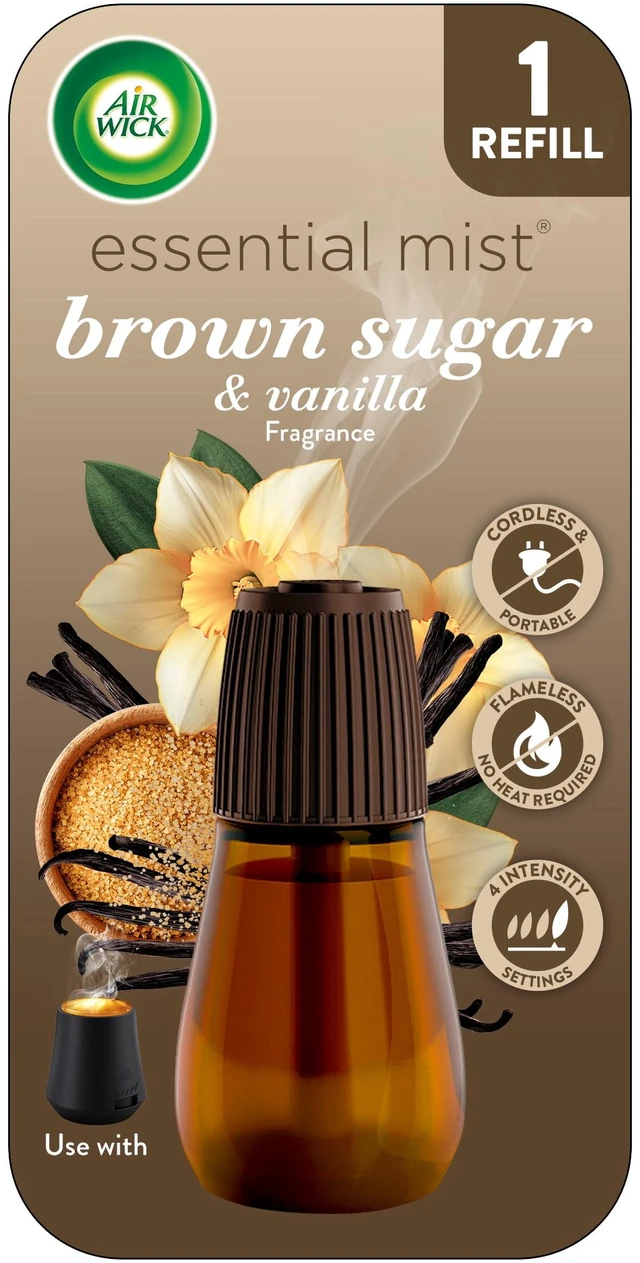 Main image of Air Wick Essential Mist Scented Oil Cordless Diffuser Refill, Brown Sugar and Vanilla, 1 Count