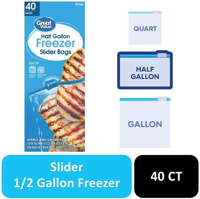 Main image of Half Gallon Great Value Freezer Slider Bags, 40 Count