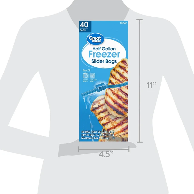 Alt view image 4 of 5 - Half Gallon Great Value Freezer Slider Bags, 40 Count