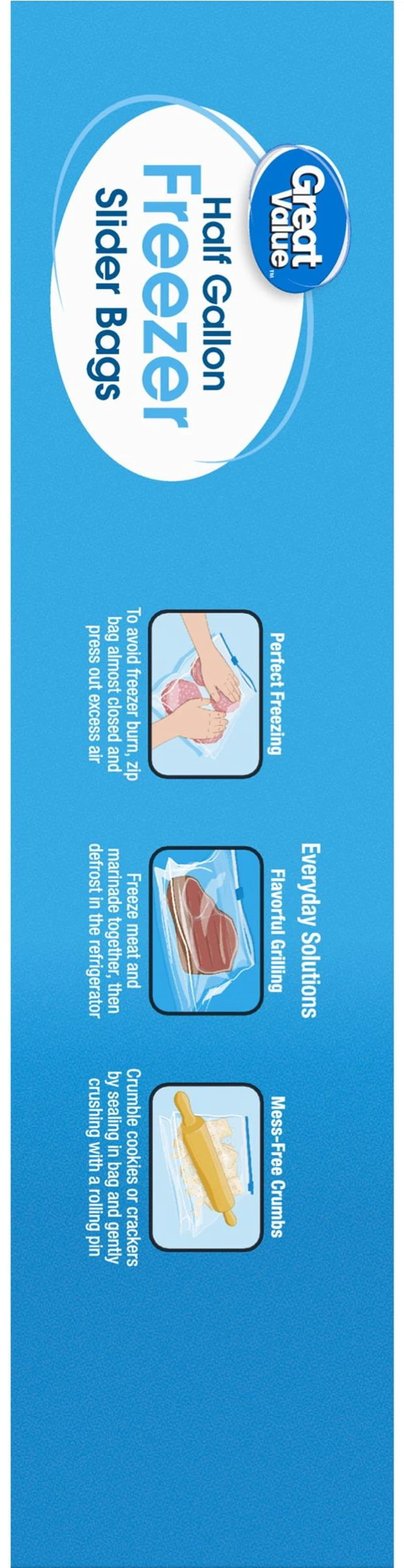 Alt view image 5 of 5 - Half Gallon Great Value Freezer Slider Bags, 40 Count