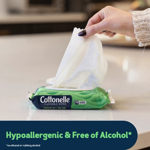 Alt view image 3 of 6 - Cottonelle Gentle Plus Flushable Wet Wipes, 2 Flip-Top Packs