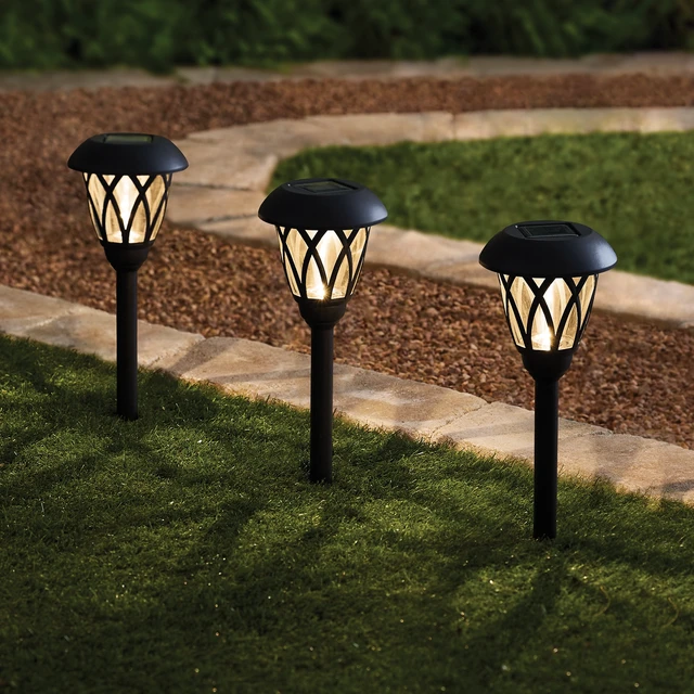 Alt view image 3 of 6 - Mainstays Solar Powered Black Lattice LED Walkway Light with Glass Lens, 8 Lumens, 1 Light