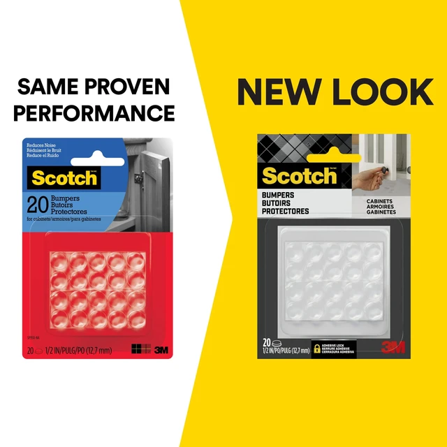 Alt view image 2 of 6 - Scotch Adhesive Bumper Pads Self-Stick Rubber Cabinet Door Stoppers, Clear, 1/2-Inch, 20 Pack