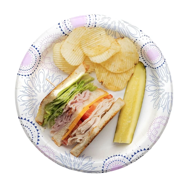 Alt view image 5 of 6 - Great Value 8.5 Inch Disposable Paper Plates, 100 Count, Soak-Proof, Microwave Safe