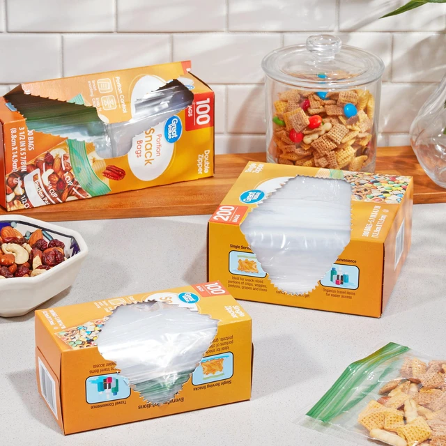 Alt view image 2 of 6 - Great Value 100-Count Fresh Seal Double Zipper Rectangle Snack Bags