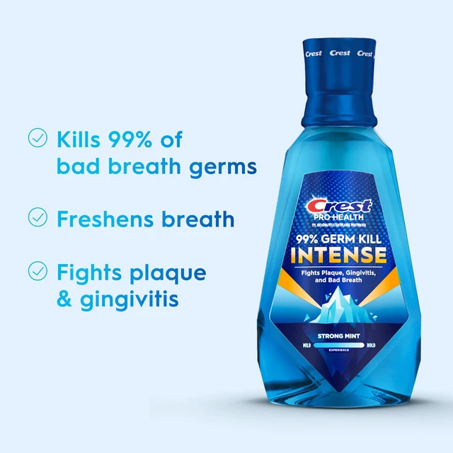 Alt view image 2 of 6 - Crest Pro-Health Intense Mouthwash/Mouth Rinse, Strong Mint, 1L (33.8 fl oz)