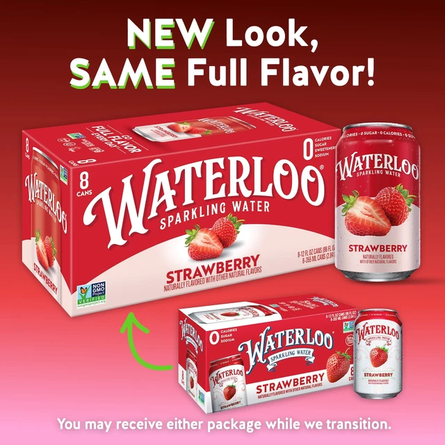 Alt view image 3 of 5 - Waterloo Sparkling Water Strawberry 12 fl oz 8 Pack Cans