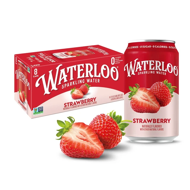 Alt view image 2 of 5 - Waterloo Sparkling Water Strawberry 12 fl oz 8 Pack Cans