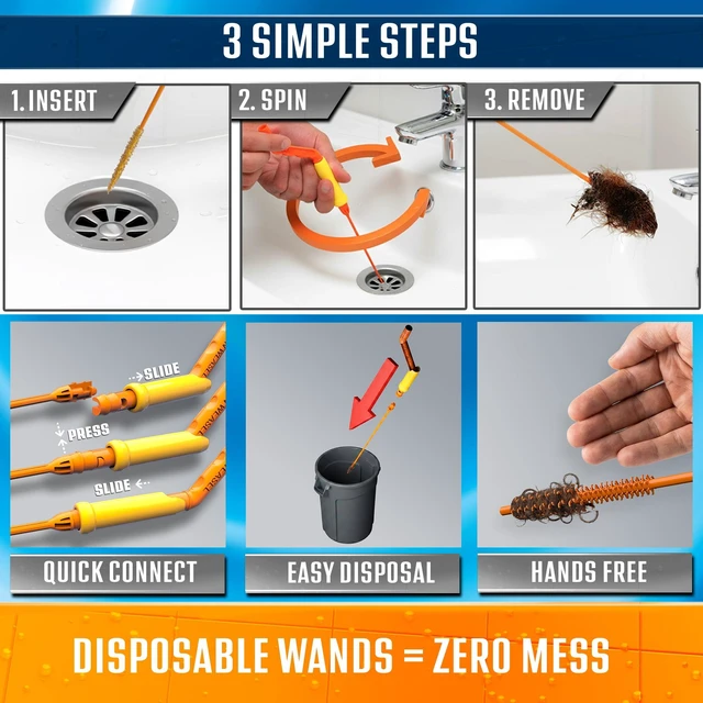 Alt view image 3 of 6 - FlexiSnake Drain Weasel Pro Snake Hair Clog Remover Starter Kit 2 Pack