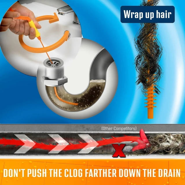 Alt view image 5 of 6 - FlexiSnake Drain Weasel Pro Snake Hair Clog Remover Starter Kit 2 Pack