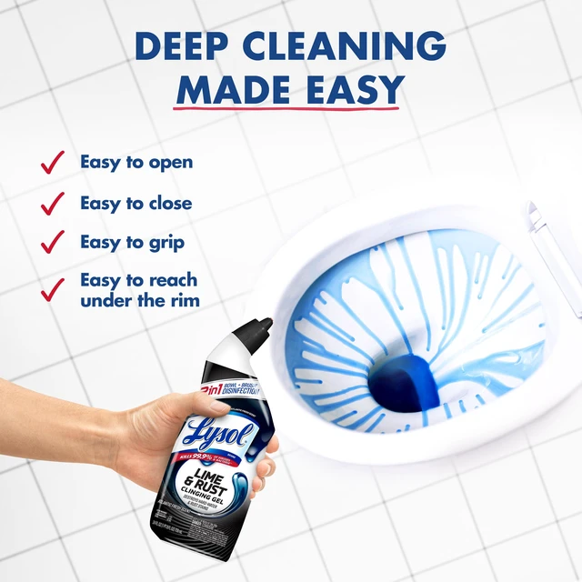 Alt view image 3 of 5 - Lysol Toilet Bowl Cleaner Clinging Gel, Lime & Rust Remover, Disinfecting Bathroom Cleaner, 24fl oz (2 Pack)