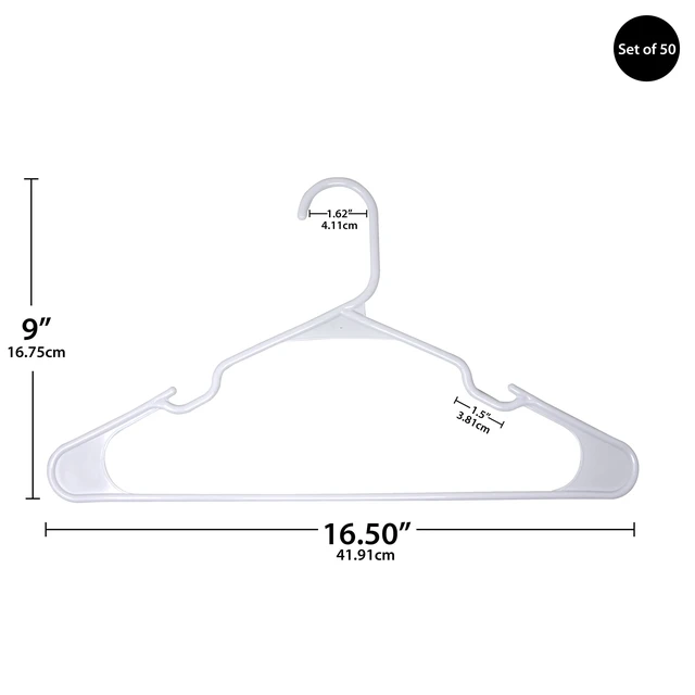 Alt view image 2 of 5 - Mainstays 50-Count Plastic Clothes Hangers, White
