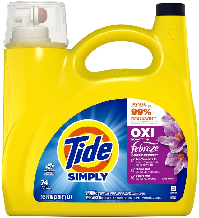 Alt view image 6 of 6 - Tide Simply Oxi Boost + Febreze Odor Defense, 74 Loads, 105 fl oz, Sunny Breeze