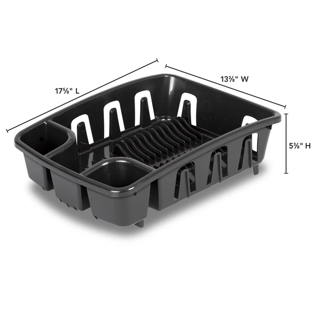 Alt view image 6 of 6 - Sterilite DrainRack All-in-One Dishrack and Drainboard with Inclined Base, Black