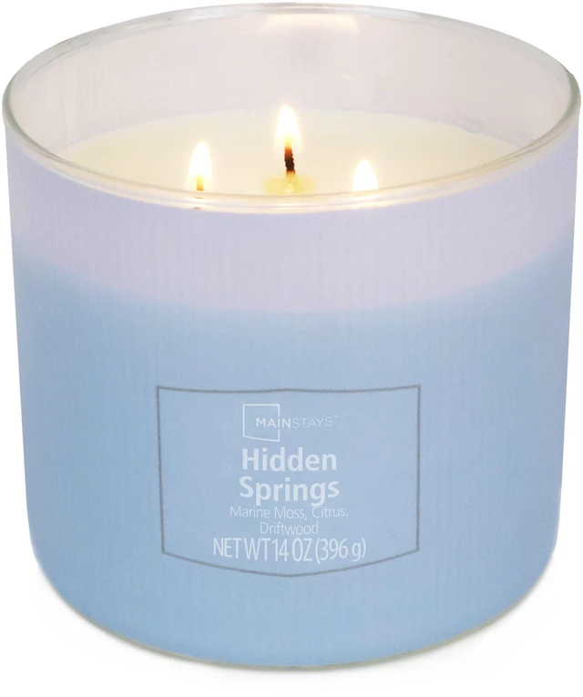 Main image of Mainstays Hidden Springs 3-Wick Textured Wrapped Jar Candle, 14oz