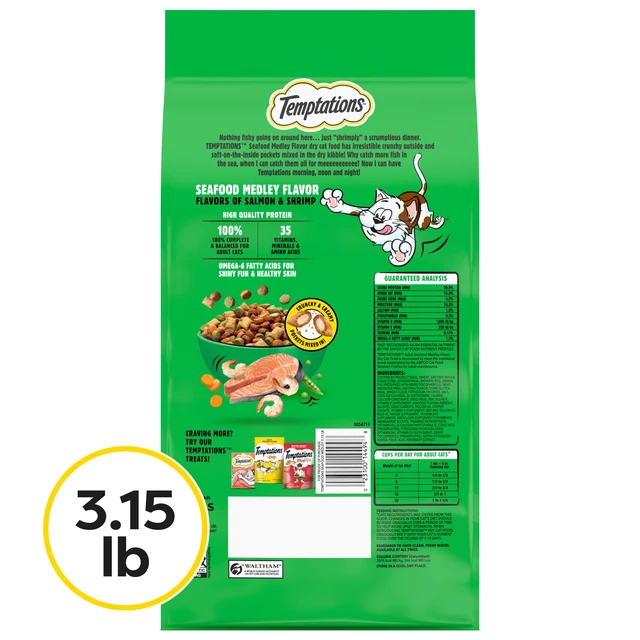 Alt view image 3 of 6 - Temptations Seafood Medley Flavor Dry Cat Food, 3.15Lb Bag