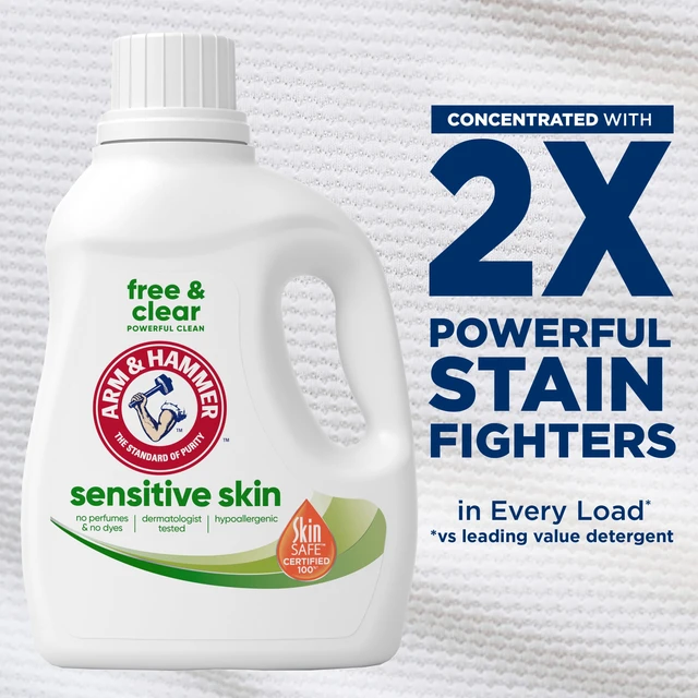 Alt view image 4 of 5 - ARM & HAMMER Sensitive Skin Free & Clear Liquid Laundry Detergent Soap, 105 Fl Oz, 105 Loads