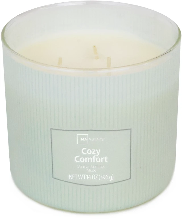 Alt view image 2 of 6 - Mainstays Cozy Comfort 3-Wick Textured Wrapped Scented Candle, 14 oz