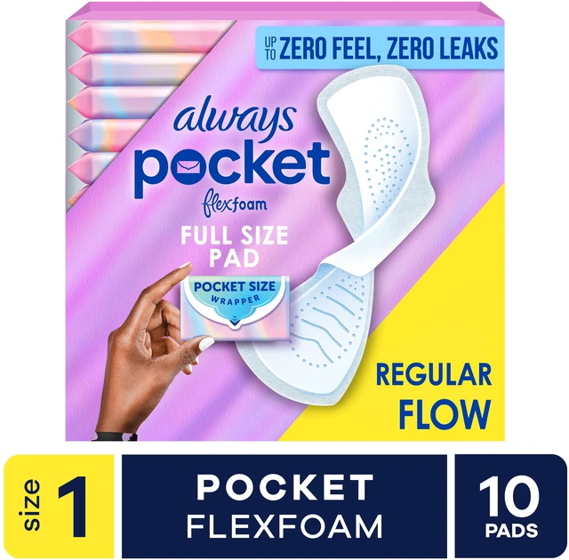 Main image of Always Pocket with FlexFoam Pads, Size 1, Regular, Wings, 12 Count