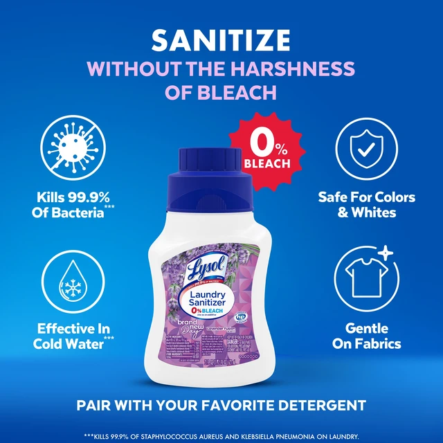 Alt view image 5 of 5 - Lysol Laundry Sanitizer Additive, Lavender Fusion, 21oz, Eliminates Odor-Causing Bacteria