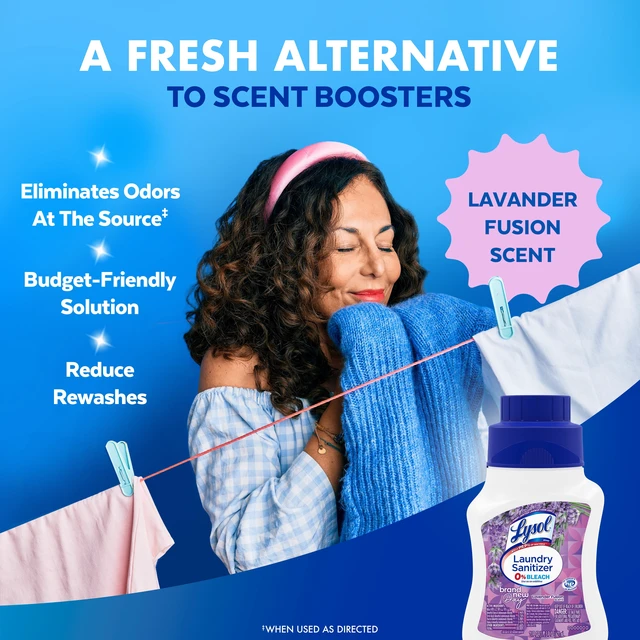 Alt view image 3 of 5 - Lysol Laundry Sanitizer Additive, Lavender Fusion, 21oz, Eliminates Odor-Causing Bacteria