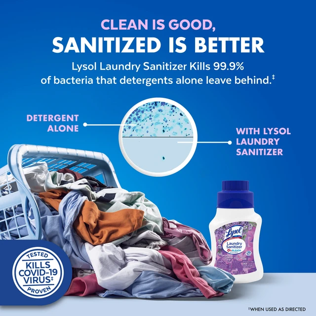 Alt view image 2 of 5 - Lysol Laundry Sanitizer Additive, Lavender Fusion, 21oz, Eliminates Odor-Causing Bacteria