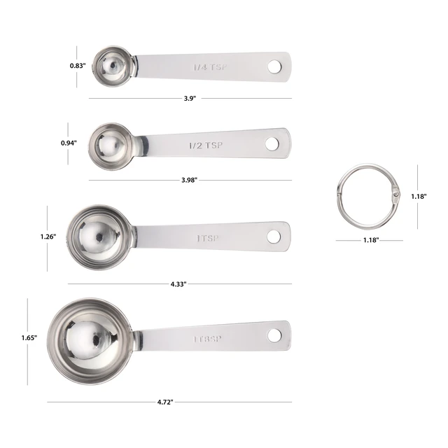 Alt view image 2 of 5 - Mainstays Stainless Steel 4-Piece Nesting Measuring Spoons Set
