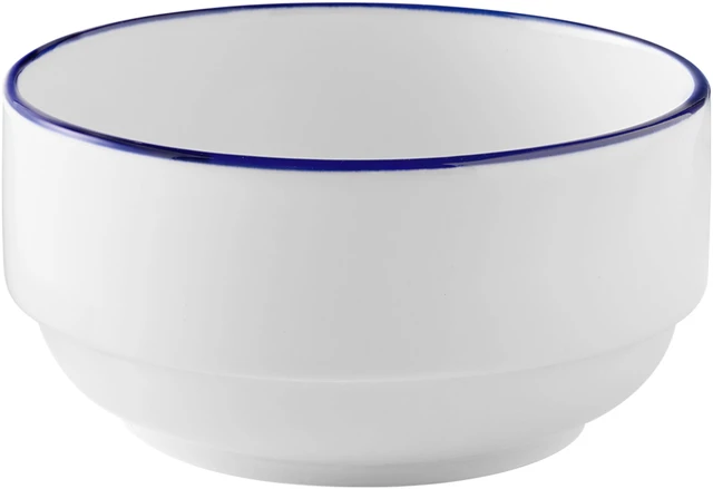 Alt view image 6 of 6 - Mainstays 3-Pack Blue Rim Stoneware Bowl, 27oz, Blue and White
