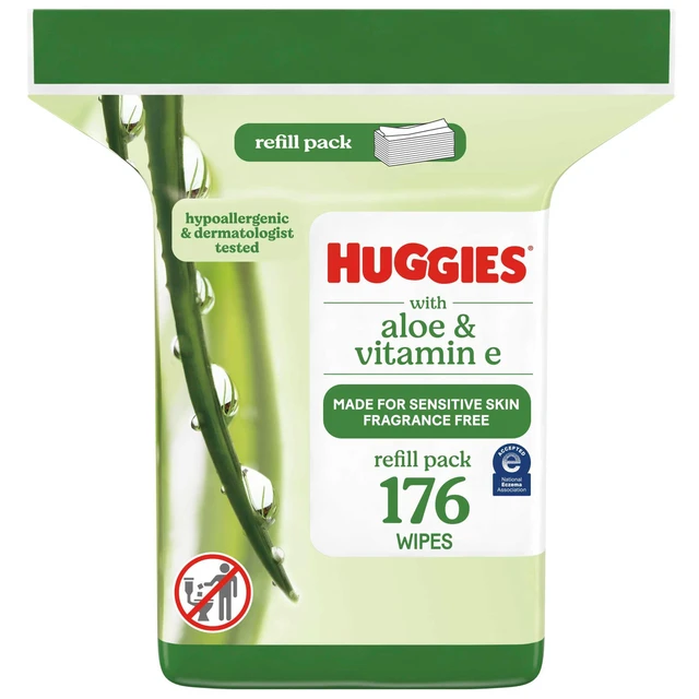 Alt view image 6 of 6 - Huggies Wipes with Aloe & Vitamin E Unscented, 1 Refill Pack, 176 Count