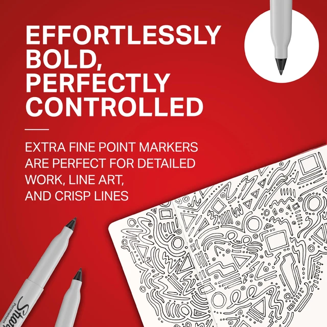 Alt view image 5 of 5 - Sharpie Permanent Markers, Extra Fine Point 0.4mm, Water and Fade Resistant, Assorted, 5 Count