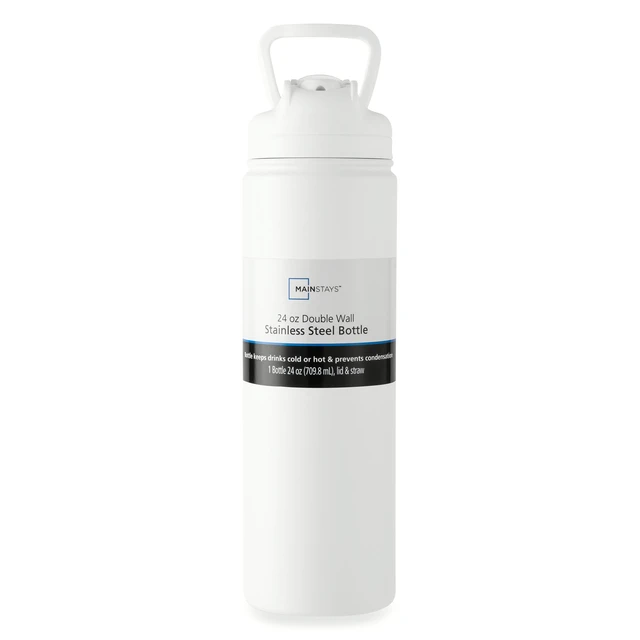 Alt view image 4 of 6 - Mainstays 24oz Stainless Steel Sip Water Bottle, White