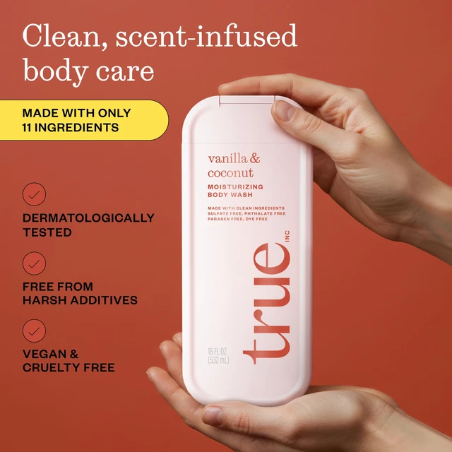Alt view image 2 of 5 - True Vanilla & Coconut Body Wash, Sulfate-Free, Moisturizing and Hydrating Formula, 18 Fl Oz