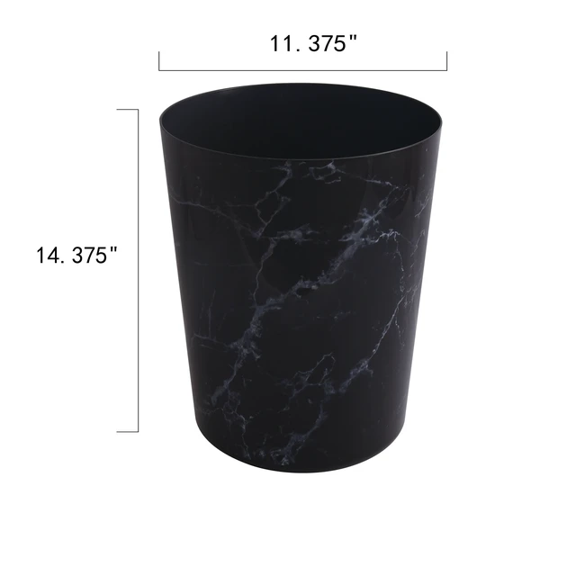 Alt view image 6 of 6 - Mainstays 5 Gallon Plastic Bathroom Trash Can, No Lid, Black Marble